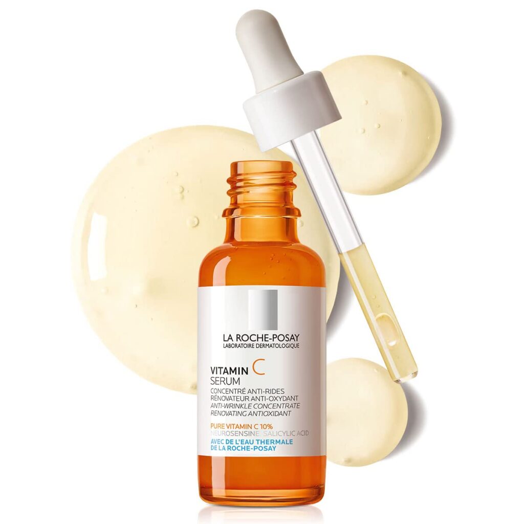 La Roche-Posay Suero facial Pure Vitamin C con ácido hialurónico y ácido salicílico, suero facial antienvejecimiento para arrugas y textura desigual de la piel para iluminar y suavizar visiblemente. Adecuado para pieles sensibles