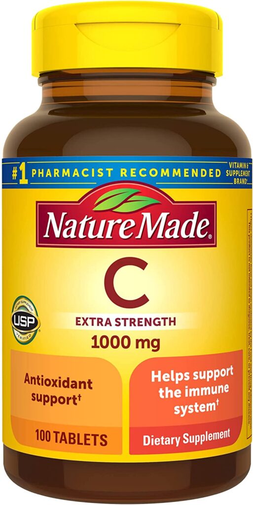 Nature Made Vitamina C 1000 mg, suplemento dietético para apoyo inmunológico, 100 tabletas, suministro para 100 días