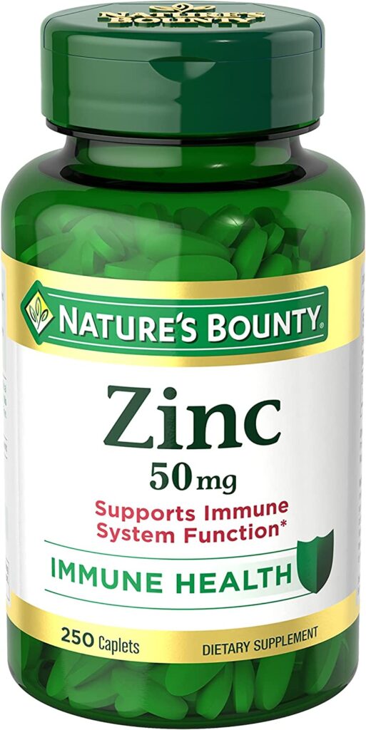 Nature's Bounty Zinc 50 mg, apoyo inmunológico y suplemento antioxidante, promueve la salud de la piel 250 cápsulas