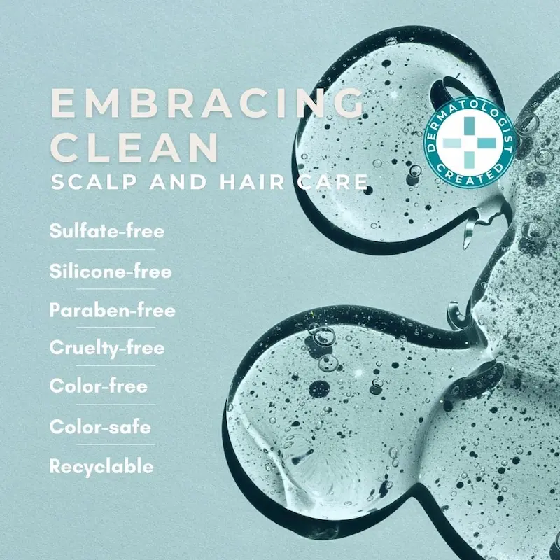 GIRL+HAIR Cleanse+ Champú sin sulfatos, hidratante y restaurador para cabello seco y dañado, trata y previene el cuero cabelludo seco y picazón