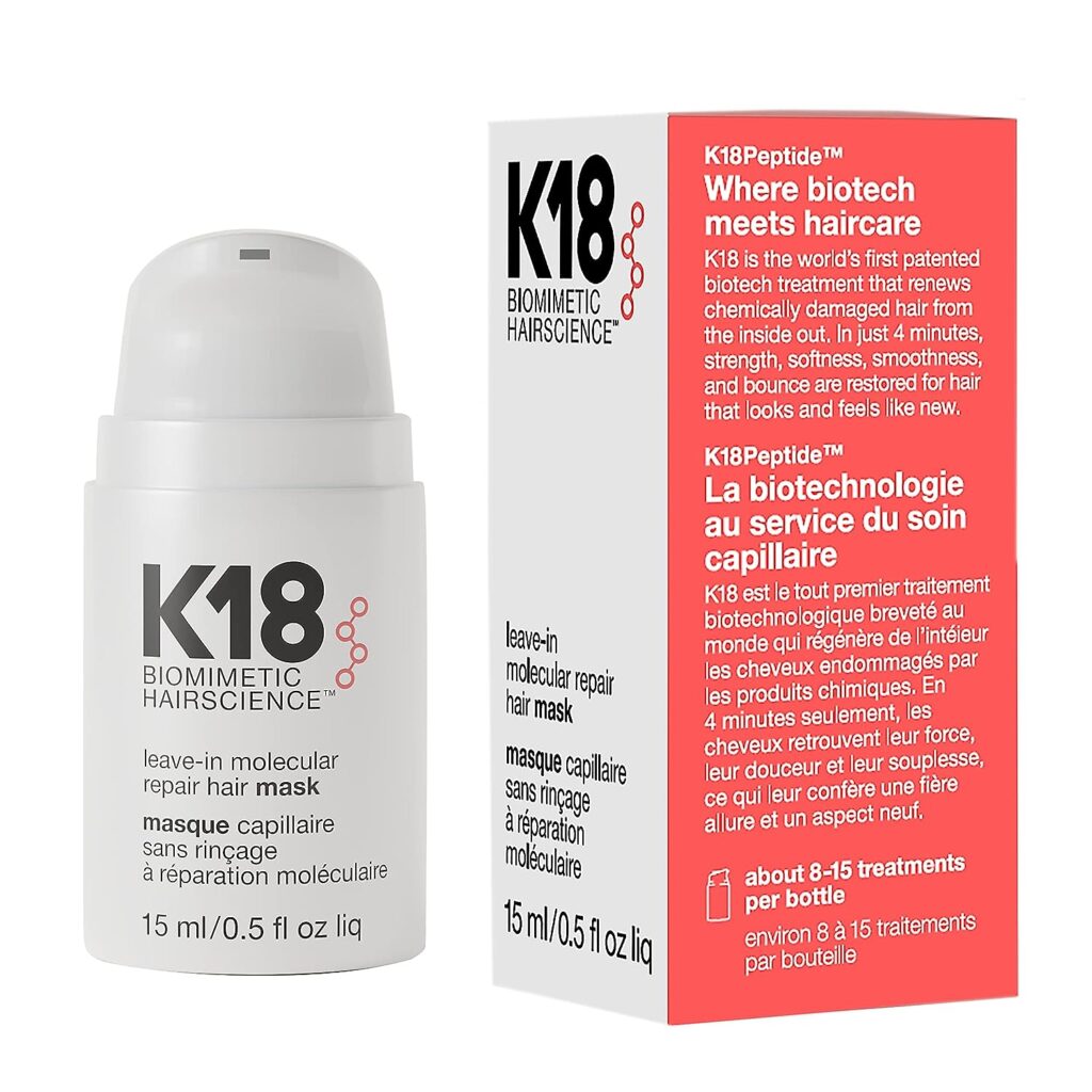 K18 Leave-In Repair Hair Mask Treatment to Repair Dry or Damaged Hair - 4 Minutes to Reverse Hair Damage from Bleach