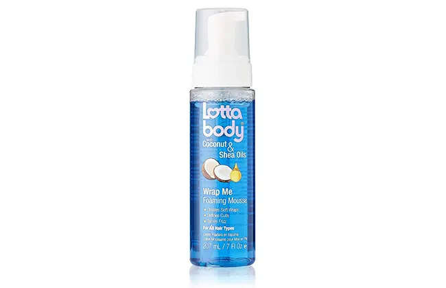 Lottabody Mousse para rizos espumosos de aceite de coco y karité Wrap Mousse, crea envolturas suaves, mousse para cabello rizado