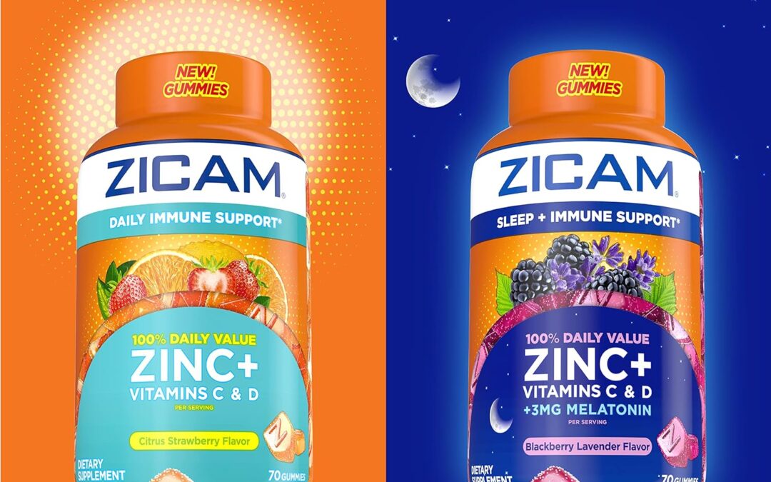 Gomitas de apoyo inmunológico diario de la marca ZICAM: deliciosas gomitas con zinc, vitamina C y vitamina D